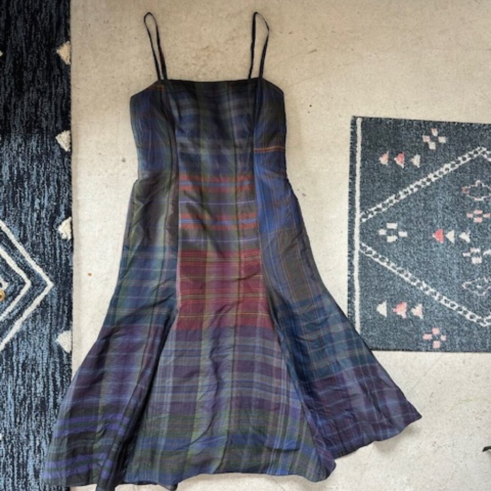 Ralph Lauren Collection Tartan Plaid Silk Dress Size 4